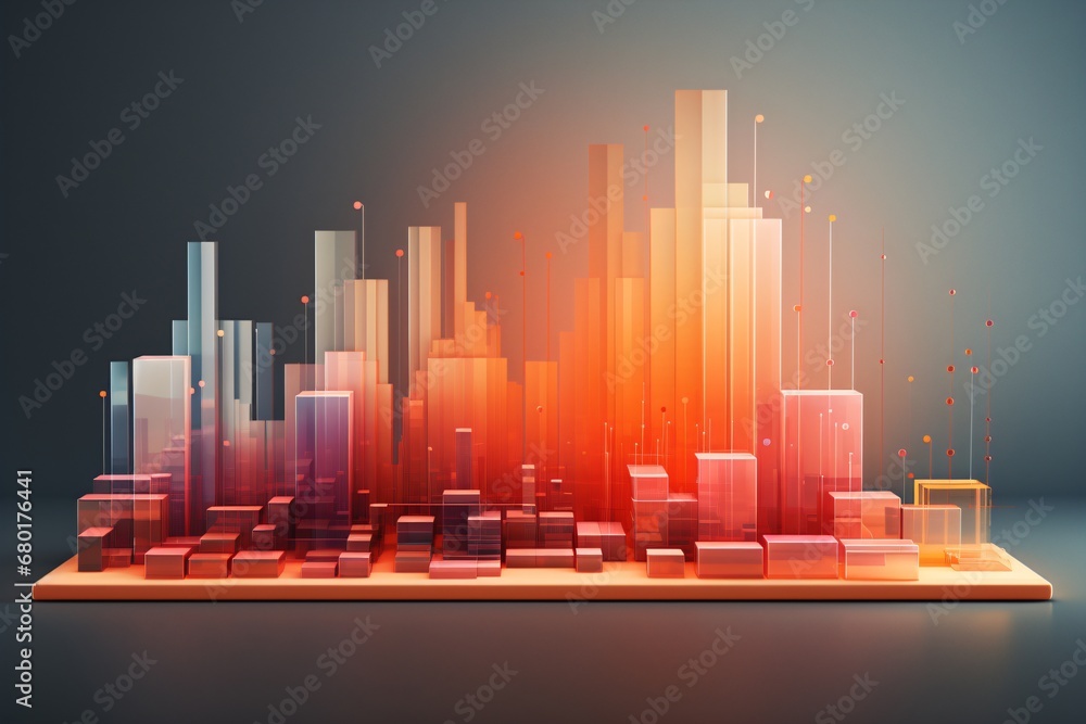 3d illustration of data analytics, graphs, and charts