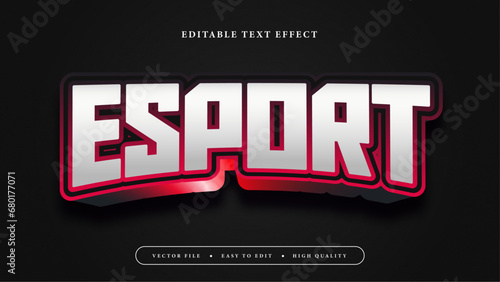 Editable text effect. White esport text on dark background.