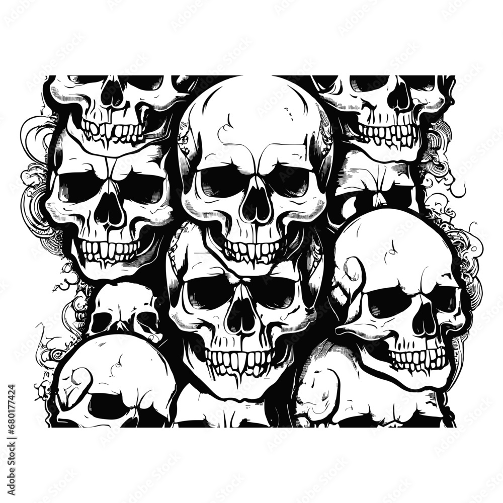 Fototapeta premium skull heads black and white