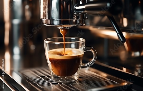 Photo a coffee machine pouring a cup of coffee