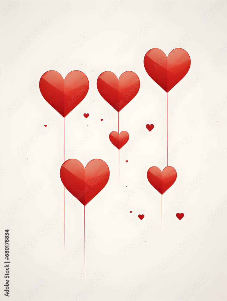 Artistic heart balloons with a minimalist design, symbolise love and romance.