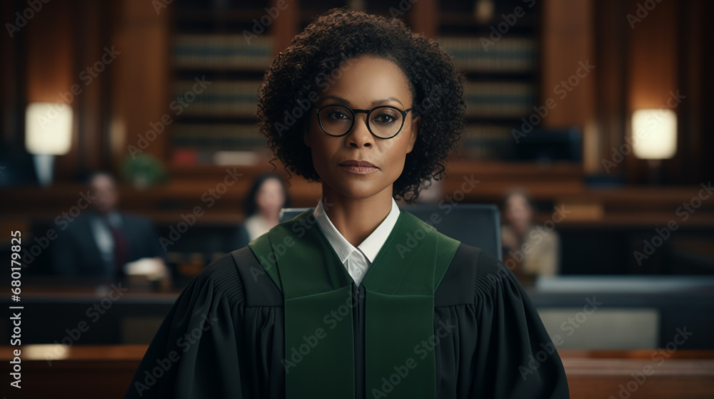 Fototapeta premium Portrait of Afro Woman Judge Listening To the Pleaded Case.