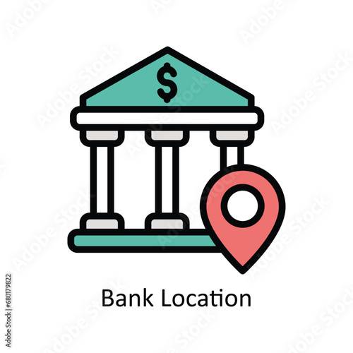 Bank Location vector filled outline Icon Design illustration. Business And Management Symbol on White background EPS 10 File