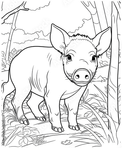 Simple Wild Boar Coloring Page