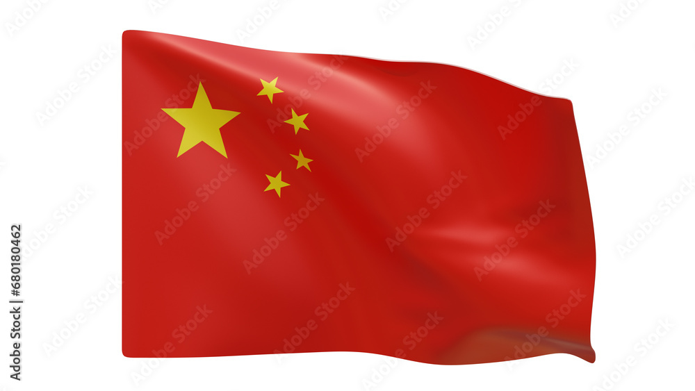 China flag realistic 3d render isolated, chinese flag isolated, chinese flag background China flag realistic 3d render isolated, chinese flag isolated, chinese flag background