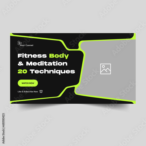 Creative thumbnail banner design, abstract fitness video cover banner design, body building tips, vector eps 10 file format