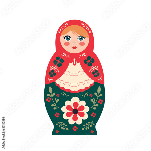 Matryoshka russian dolls isolated on white background. Russian traditional matryoshka. Vector stock