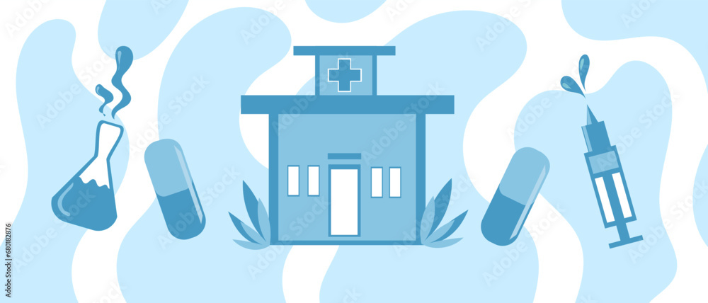 Fototapeta premium graphic illustration from a collection of several hospital icons along with medical equipment used to cure sick patients in the form of icons, this vector is good for icons, logos, wallpapers, banners