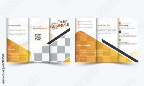 Modern trifold business brochure template. creative corporate brochure design layout vector.