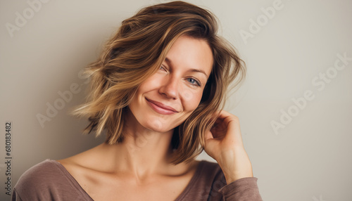 Radiant Skin Care: A Closeup of a Happy Woman in Ceremonial Make-up, Embracing Relaxation