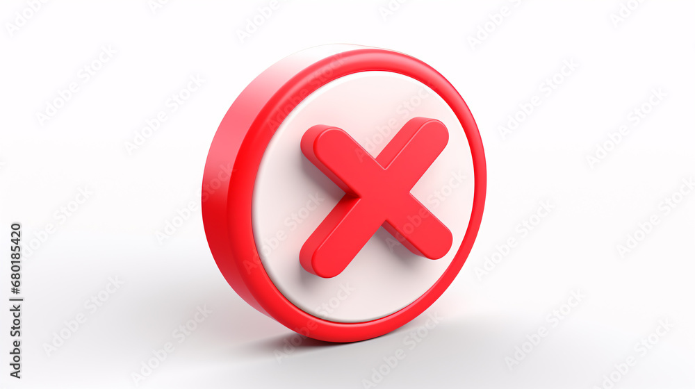 Reject 3D icon, deny icon, and checkbox element on white background. Reject 3D icon, deny icon, and checkbox element on white background.