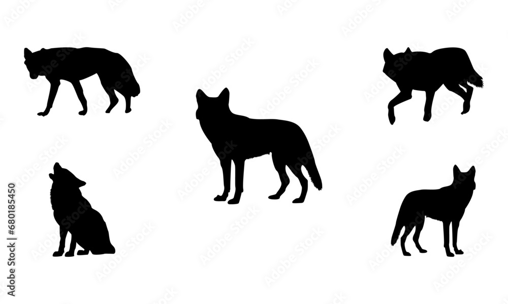 Red Wolf silhouette. Smooth and clean lines. High detailed Red Wolf silhouette. Vector Illustration
