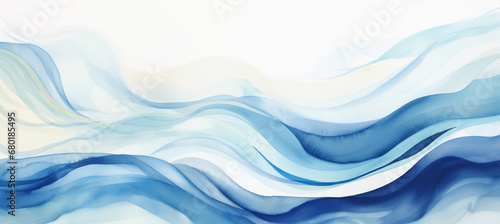 Luminous Watercolor Blue Wave Pattern © M.Gierczyk