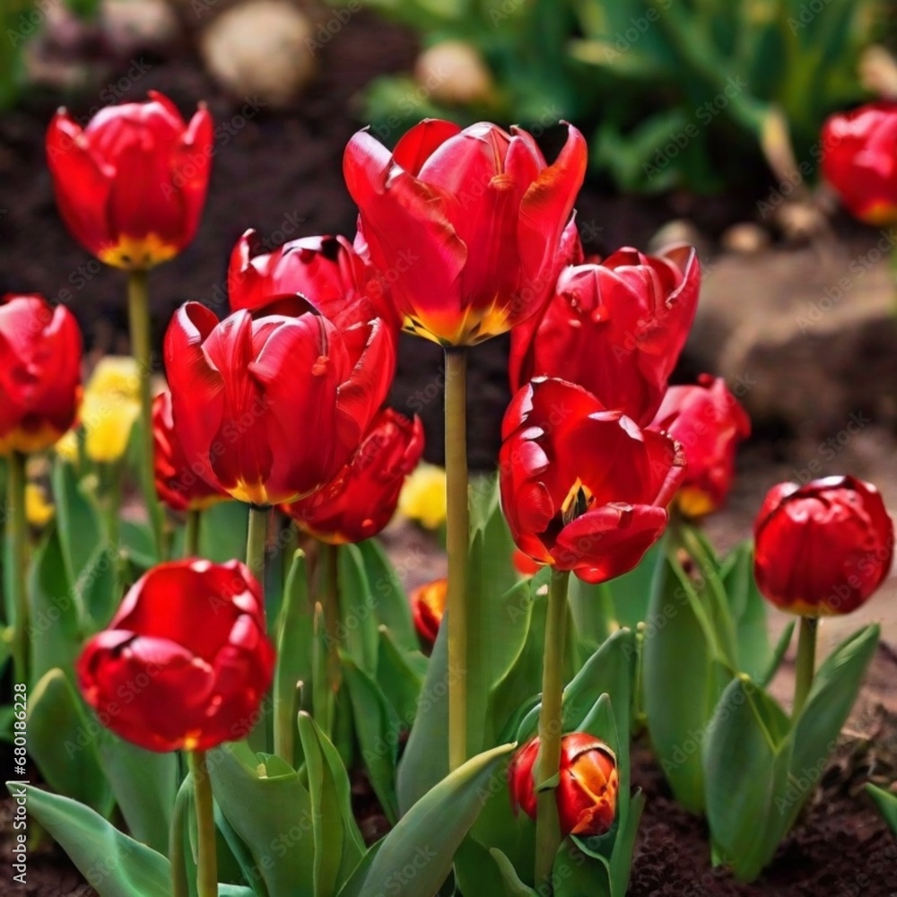 red and yellow tulips