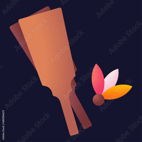 Japanese culture cute characters. Brown traditional fly repellent sticker.