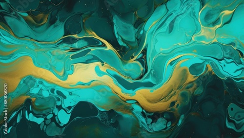 A captivating turquoise and gold fluid art pattern with swirling, marbled textures, perfect for adding a touch of elegance to your creative projects.