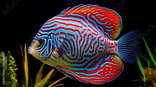 Aquarium with colorful discus fish This is a type of ornamental fish that is used to beautify the home.