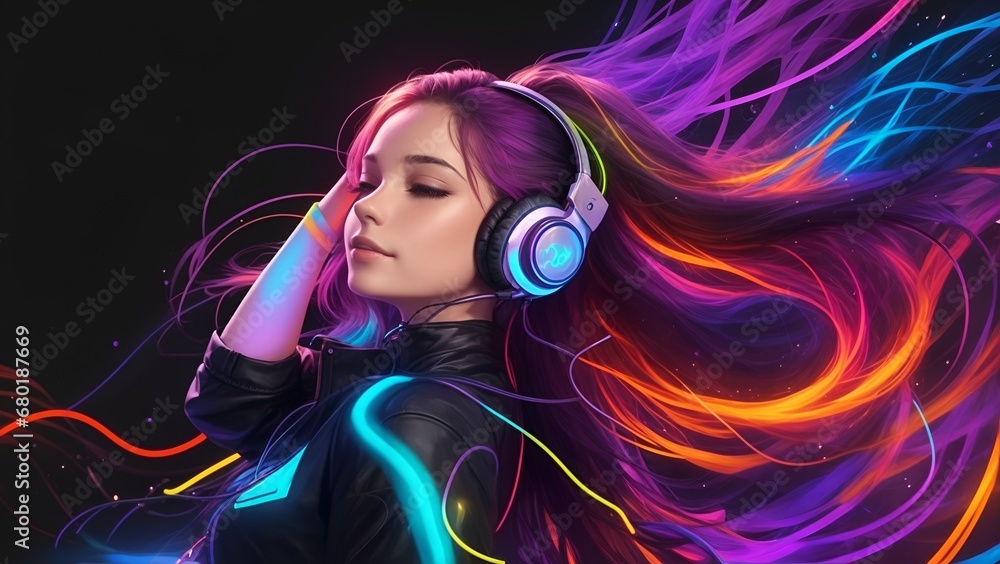 woman with headphones woman with headphones