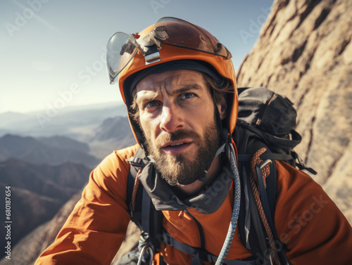 Male Rock Climber on Challenging Peak © Mosaic Media