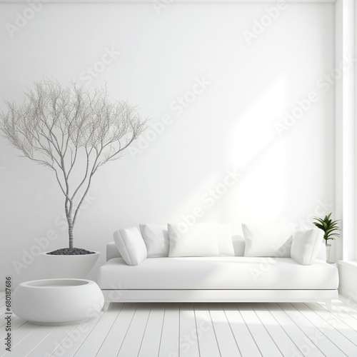 All white furniture on a white background, modern home decore