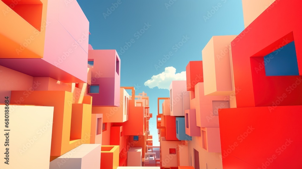 a view of a very colorful city with a sky in the background of the picture and a blue sky in the background of the picture. a view of a very colorful city with a sky in the background of the picture and a blue sky in the background of the picture.