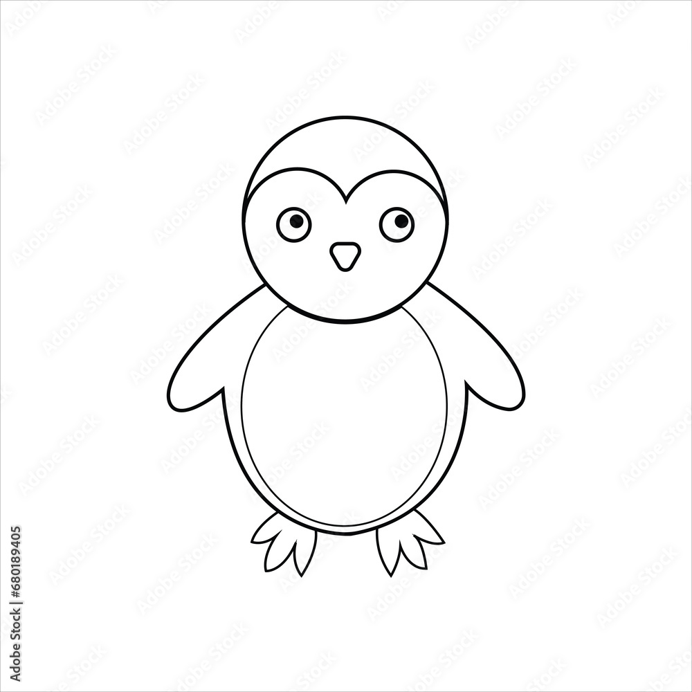 Obraz premium penguin in doodle simple style on white background