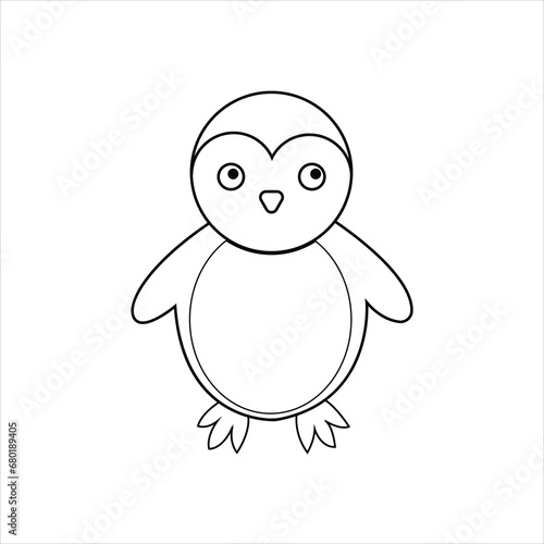 penguin in doodle simple style on white background