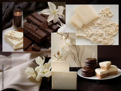 Assortment of Chocolate and Milk Ingredients Collage Storyboard