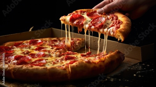 Fototapeta Naklejka Na Ścianę i Meble -  pizza in a box on the background of the kitchen