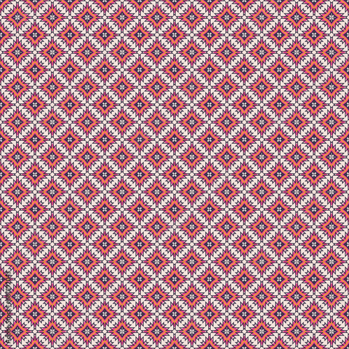 Seamless pattern in ethnic style with small geometric shapes. Illustration