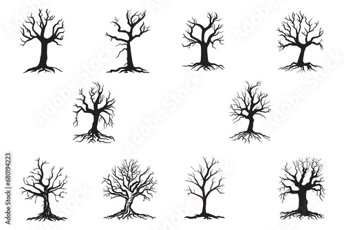 Set of dead trees, collection of dry trees