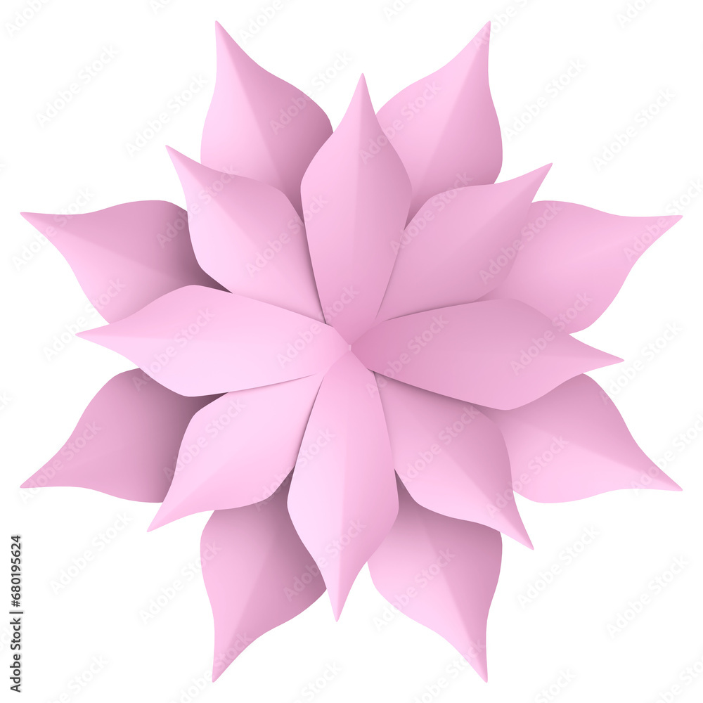 3D paper flower. Pastel flower. 3D illustration.