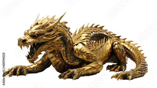 Golden Dragon Statue Chinese New year . isolated on transparent background 