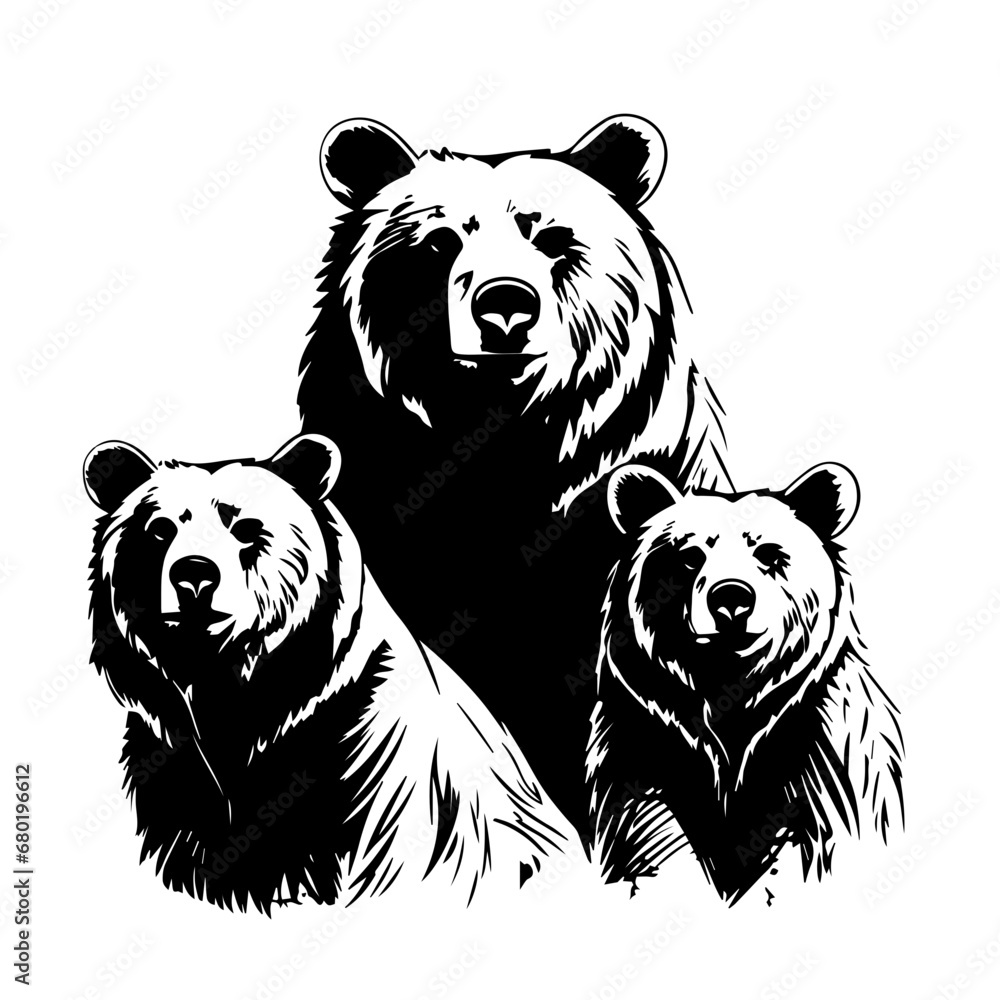 Heartwarming Grizzly Bear Family Vector Illustration Heartwarming Grizzly Bear Family Vector Illustration