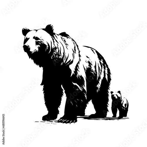 Heartwarming Grizzly Bear Family Vector Illustration