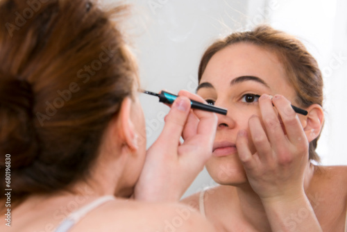 Makeup in the mirror