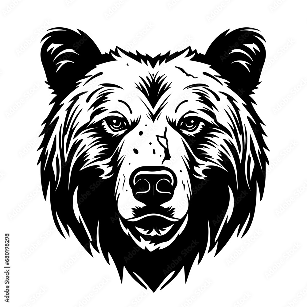 Grizzly Bear Head Vector Illustration