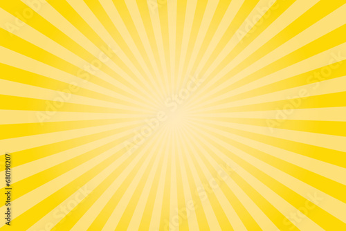 Golden Yellow Sunburst Pattern Background. Rays. Radial. Summer Banner. Vector Illustration