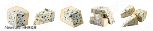 Blue cheese. A Slice of Blue Cheese isolated on transparent background photo