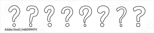 Line hand drawn sketch question sign. Question mark doodle icon set vector