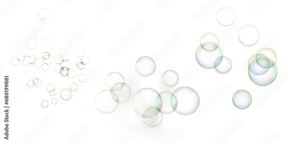 soap bubbles on transparent background - obrazy, fototapety, plakaty 