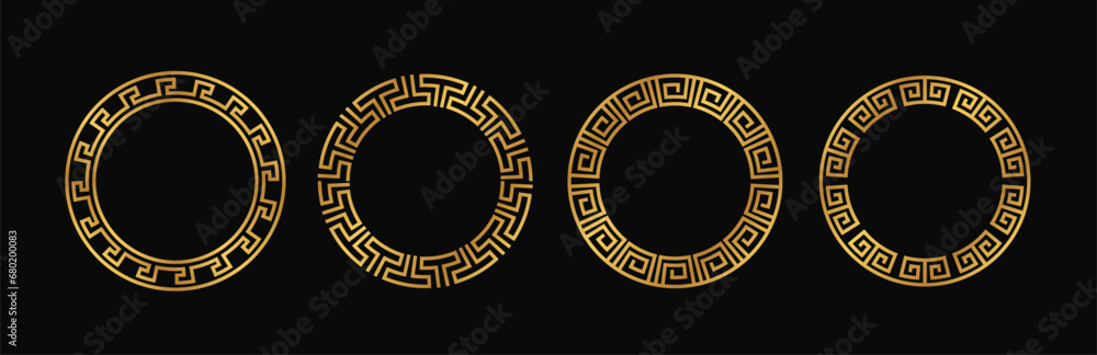 Greek circle frame vector design. Circle border rome vector ornament