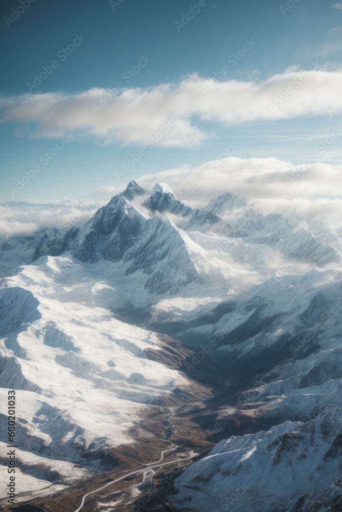 Beautiful mountains Alps background, High mountains covered with white snow and blue sky in winter. Natural background for the presentation.