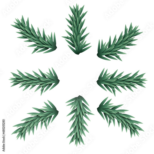 A set of green Christmas tree branches.