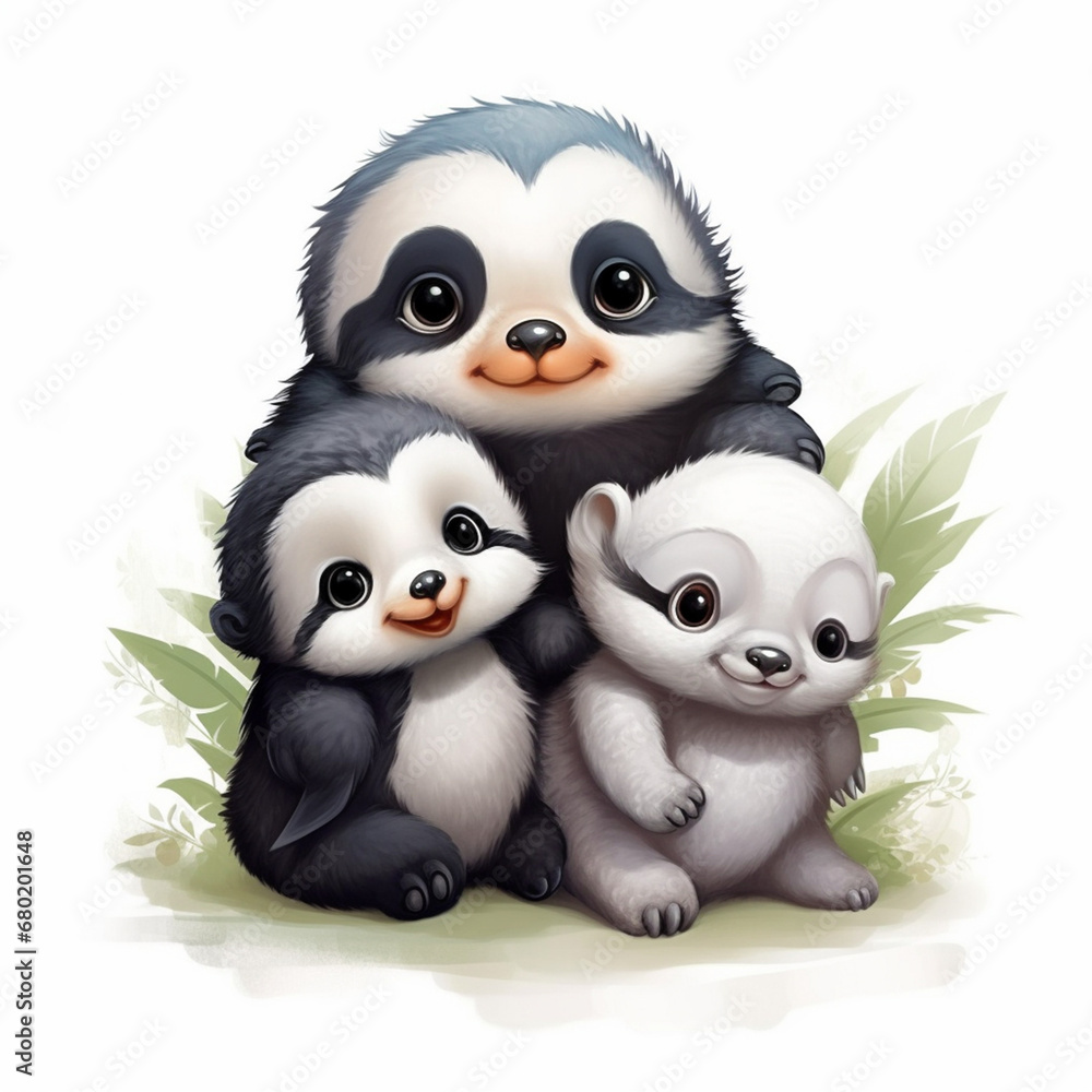 Fototapeta premium adorable and highly detailed illustrations of cute animals created with Generative Ai