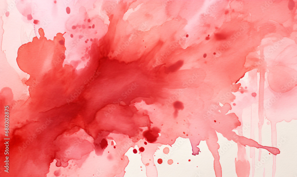 Red watercolor texture reveals splashes and drips in varying shades against a white background.