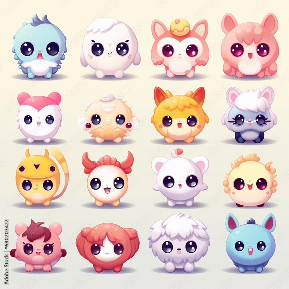 irresistibly cute characters with big eyes, pastel colors, and endearing expressions created with Generative Ai irresistibly cute characters with big eyes, pastel colors, and endearing expressions created with Generative Ai