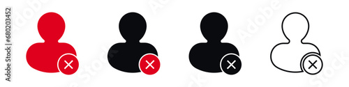 User ban account icon. Deleted or blocked web profile interface with vector offline warning