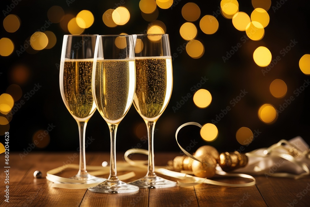 New Year's Cheers: Midnight Toast with Sparkling Lights, generative AI New Year's Cheers: Midnight Toast with Sparkling Lights, generative AI