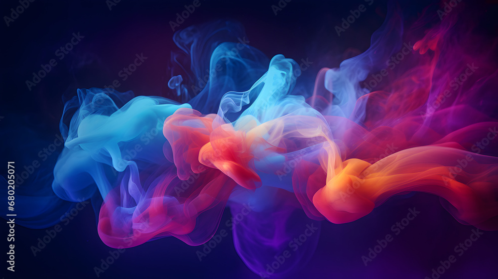Colorful abstract dust cloud on dark background